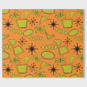 Atomschwarz und gelb auf Orange Geschenkpapier (Flach)