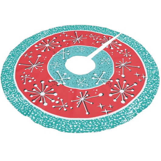 Atomsputnik Mitte des Jahrhunderts modern Polyester Weihnachtsbaumdecke (Schrägansicht)