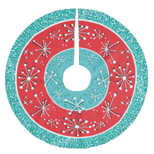 Atomsputnik Mitte des Jahrhunderts modern Polyester Weihnachtsbaumdecke