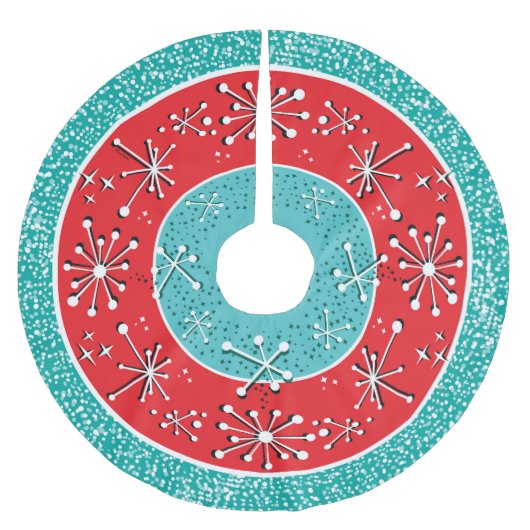 Atomsputnik Mitte des Jahrhunderts modern Polyester Weihnachtsbaumdecke (Vorderseite)