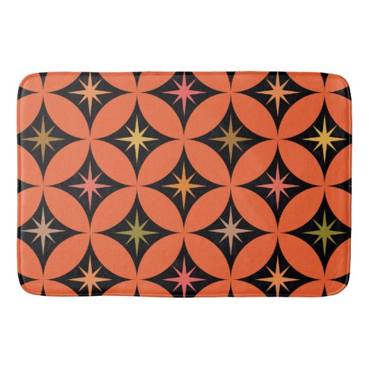 Atomstähle des mittleren Jahrhunderts auf orangefa Badematte (Vorderseite)