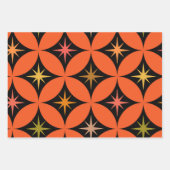 Atomstähle des mittleren Jahrhunderts auf orangefa Geschenkpapier Set (Vorderseite 3)