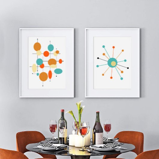 Atomstar Abstrakt Circles Mid Century Modern Bilderwand Sets