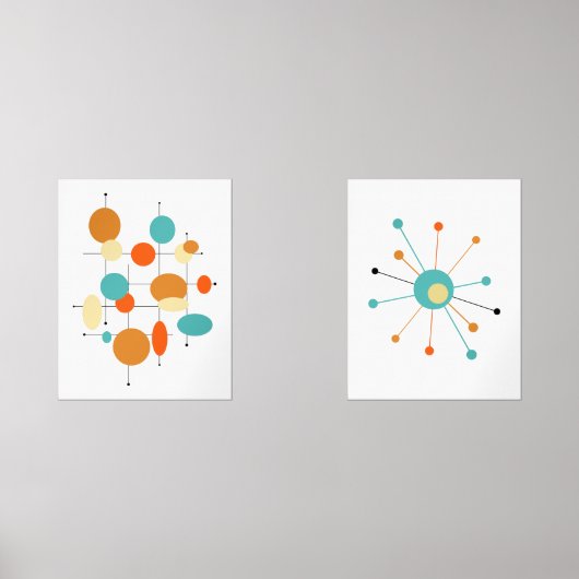 Atomstar Abstrakt Circles Mid Century Modern Bilderwand Sets (Vorderseite)