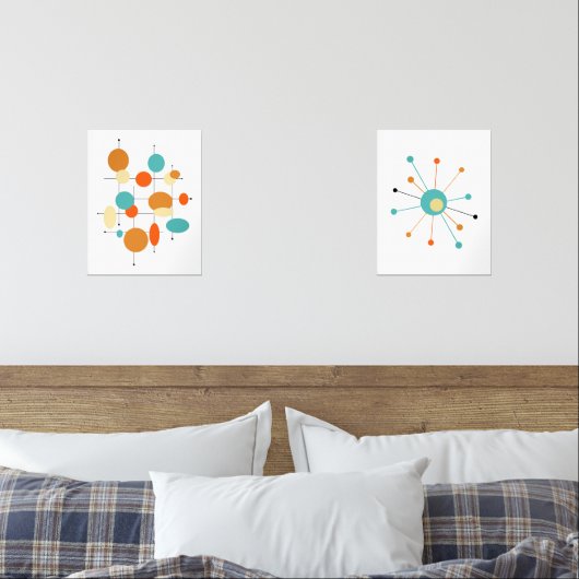 Atomstar Abstrakt Circles Mid Century Modern Bilderwand Sets (Schlafzimmer)