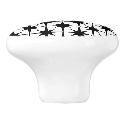 Atomstars Mitte Jahrhundert Moderne Schwarz und We Keramikknauf (Seitenansicht)