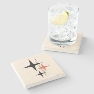 Atomstars Retro Schwarzes Orangencreme des mittler Steinuntersetzer