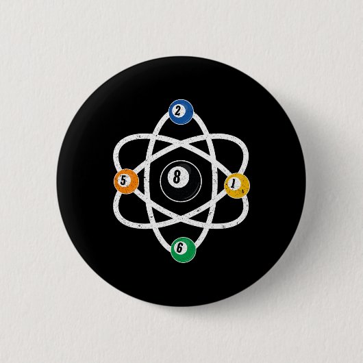Atomstruktur Billard Männer Funny 8 Ball Pool Button (Vorderseite)