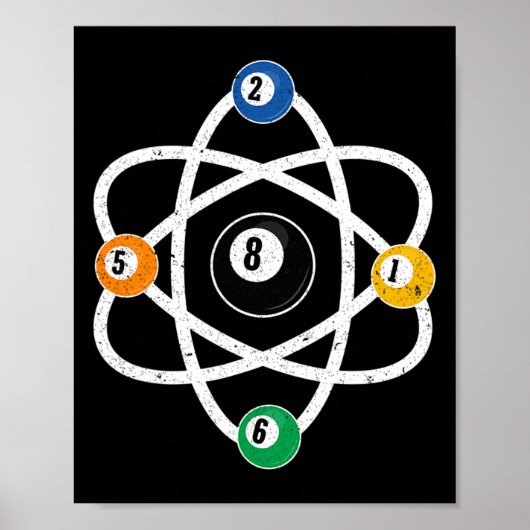 Atomstruktur Billard Männer Funny 8 Ball Pool Poster (Vorne)