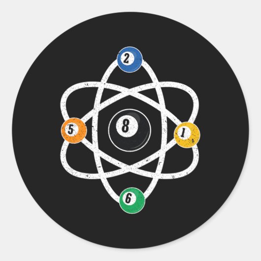 Atomstruktur Billard Männer Funny 8 Ball Pool Runder Aufkleber (Vorderseite)