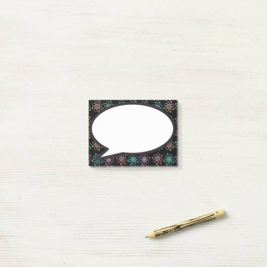 Atomstrukturmuster - Sprechblase Wissenschaft Post-it Klebezettel (Auf Schreibtisch)