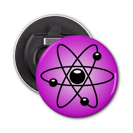 Atomsymbol auf rosa Hintergrund Flaschenöffner (Vorderseite)