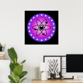 Atomsymbol auf rosa Hintergrund Poster (Heimbüro)