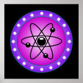 Atomsymbol auf rosa Hintergrund Poster (Vorne)