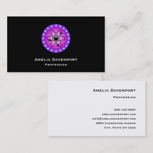 Atomsymbol auf rosa Hintergrund Visitenkarte (Vorne/Hinten)