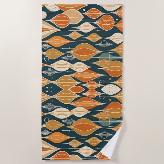 Atomtropfen aus dem Mittelalter Ocker Moderner Ret Strandtuch (Vorderseite)