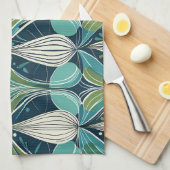 Atomtropfen Mitte des Jahrhunderts blaues grünes M Geschirrtuch (Viertel Falte)