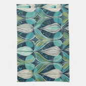 Atomtropfen Mitte des Jahrhunderts blaues grünes M Geschirrtuch (Vertikal)