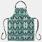 Atomtropfen Mitte des Jahrhunderts blaues grünes M Schürze (Vorderseite)