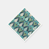 Atomtropfen Mitte des Jahrhunderts blaues grünes M Serviette (Ecke)