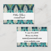 Atomtropfen Mitte des Jahrhunderts blaues grünes M Visitenkarte (Vorne/Hinten)