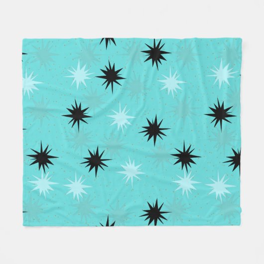Atomtürkisfarbene Sternexplosionen Fleece Blanket (Vorderseite (Horizontal))