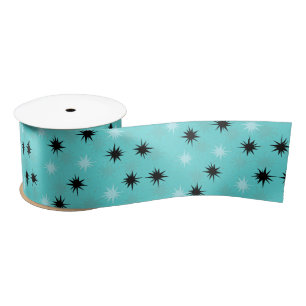 Atomtürkisfarbene Sternexplosionen Satin Ribbon Satinband