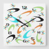 Atomuhr Mitte des Jahrhunderts Quadratische Wanduhr (Vorderseite)