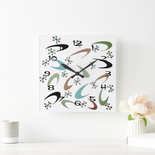 Atomuhr Mitte des Jahrhunderts Quadratische Wanduhr (Zuhause)