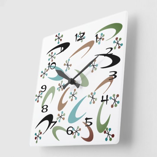 Atomuhr Mitte des Jahrhunderts Quadratische Wanduhr (Winkel)