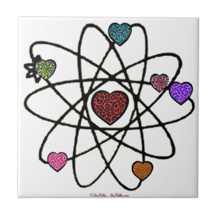 Atomvalentins-Leoparden-Druck-Herzen Fliese