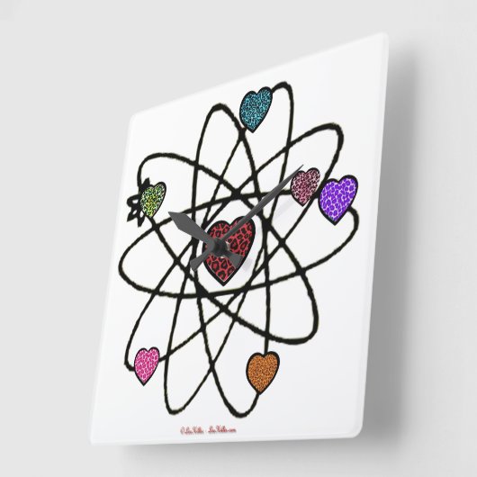AtomValentinsgruß-Leopard-Druck-Herzen Quadratische Wanduhr (Winkel)