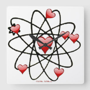 Atomvalentinsrot Herzen Quadratische Wanduhr
