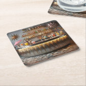 Atomwaffenfuturistisches Party-Bar Mitte des Jahrh Rechteckiger Pappuntersetzer (angewinkelt)