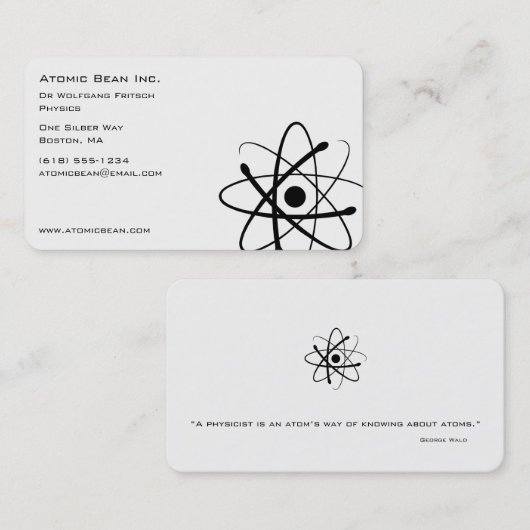 Atomwissenschaftler der bohnen-| visitenkarte (Vorne/Hinten)