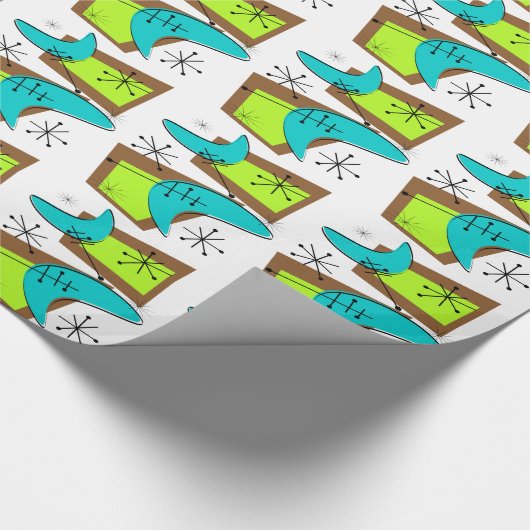 Atomzeit Boomerang Design Geschenkpapier (Ecke)