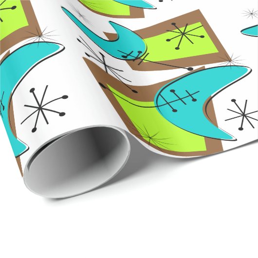 Atomzeit Boomerang Design Geschenkpapier (Rolleneckpunkt)