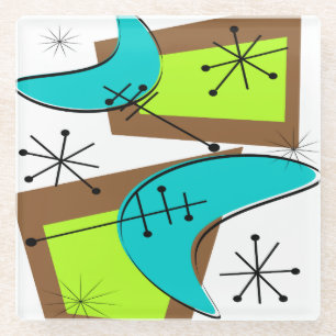 Atomzeit Inspiriert Boomerang Design Sandstone Coa Glasuntersetzer