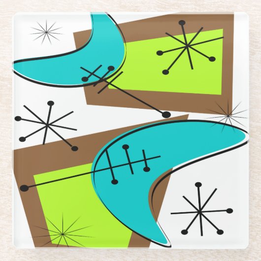 Atomzeit Inspiriert Boomerang Design Sandstone Coa Glasuntersetzer (Vorderseite)