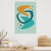 Atomzeitalter 7 Aqua, Aquamarin, orange Poster (Küche)