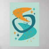 Atomzeitalter 7 Aqua, Aquamarin, orange Poster (Vorne)