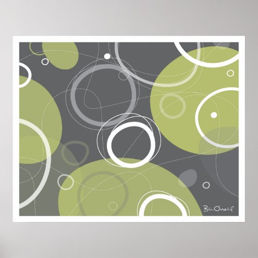 Atomzeitalter Abstrakt in Olive Poster (Vorne)