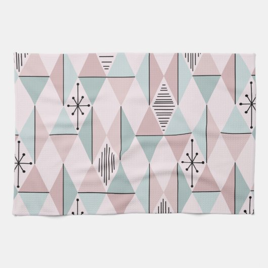 Atomzeitalter Art Diamonds Pastel Pink Green Geschirrtuch (Horizontal)