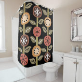 Atomzeitalter Blume Art Black Colorful Duschvorhang (Beispiel)