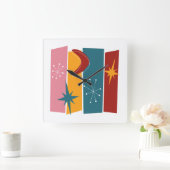 Atomzeitalter Boomerang Sternexplosion Rechtecke M Quadratische Wanduhr (Zuhause)