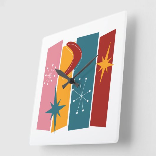 Atomzeitalter Boomerang Sternexplosion Rechtecke M Quadratische Wanduhr (Winkel)