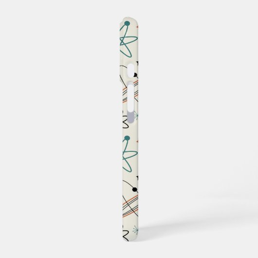 Atomzeitalter der 1950er Jahre - Muster des Mittel iPhone 16 Hülle (Linke Seite)