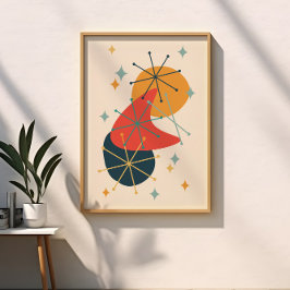 Atomzeitalter der Retro Mitte des Jahrhunderts Abs Poster