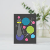 Atomzeitalter im Retro-Stil - Coole Katze Postkarte (Stehend Vorderseite)
