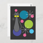 Atomzeitalter im Retro-Stil - Coole Katze Postkarte (Vorne/Hinten)